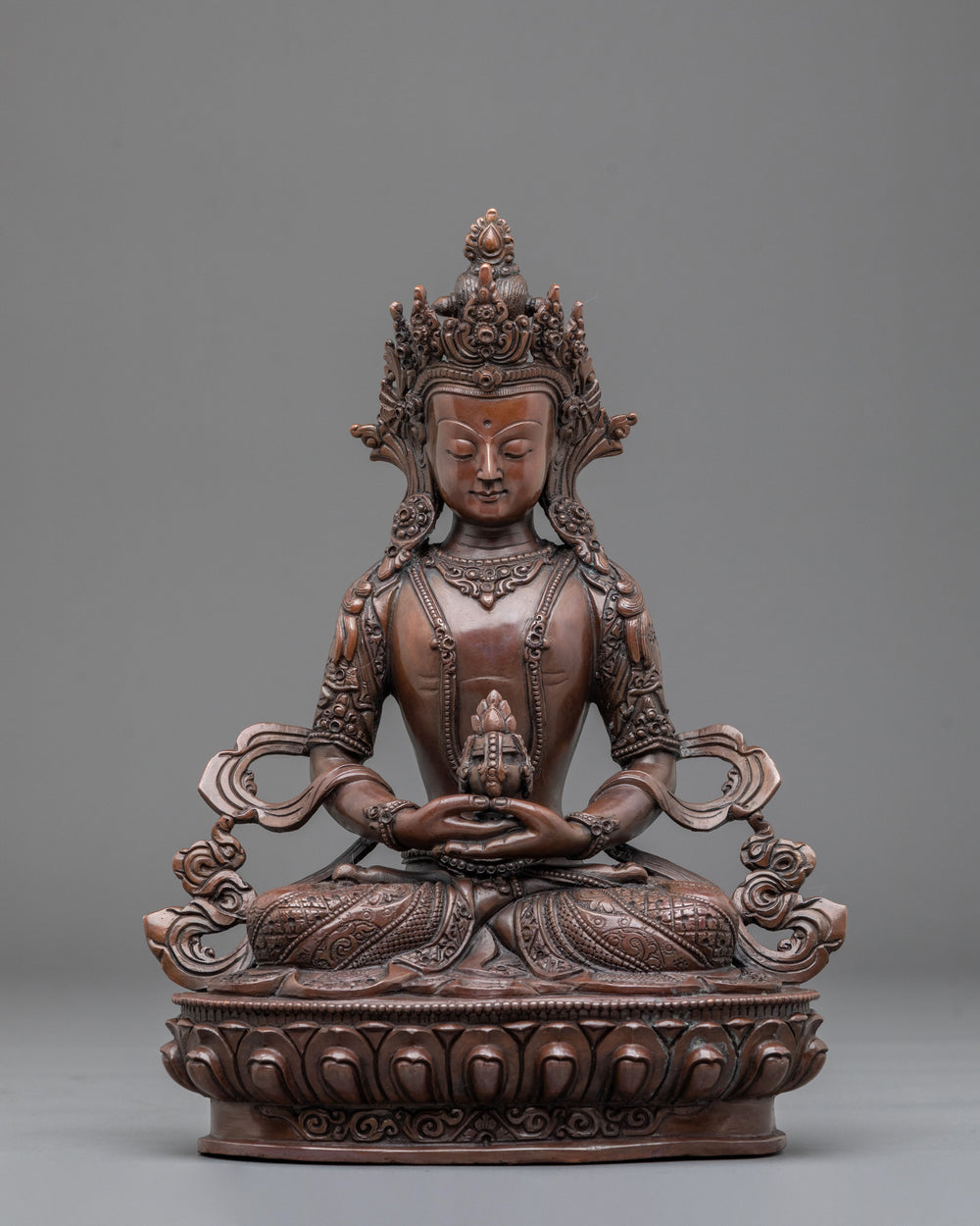 12" Antiqued Aparmita Buddha Statue
