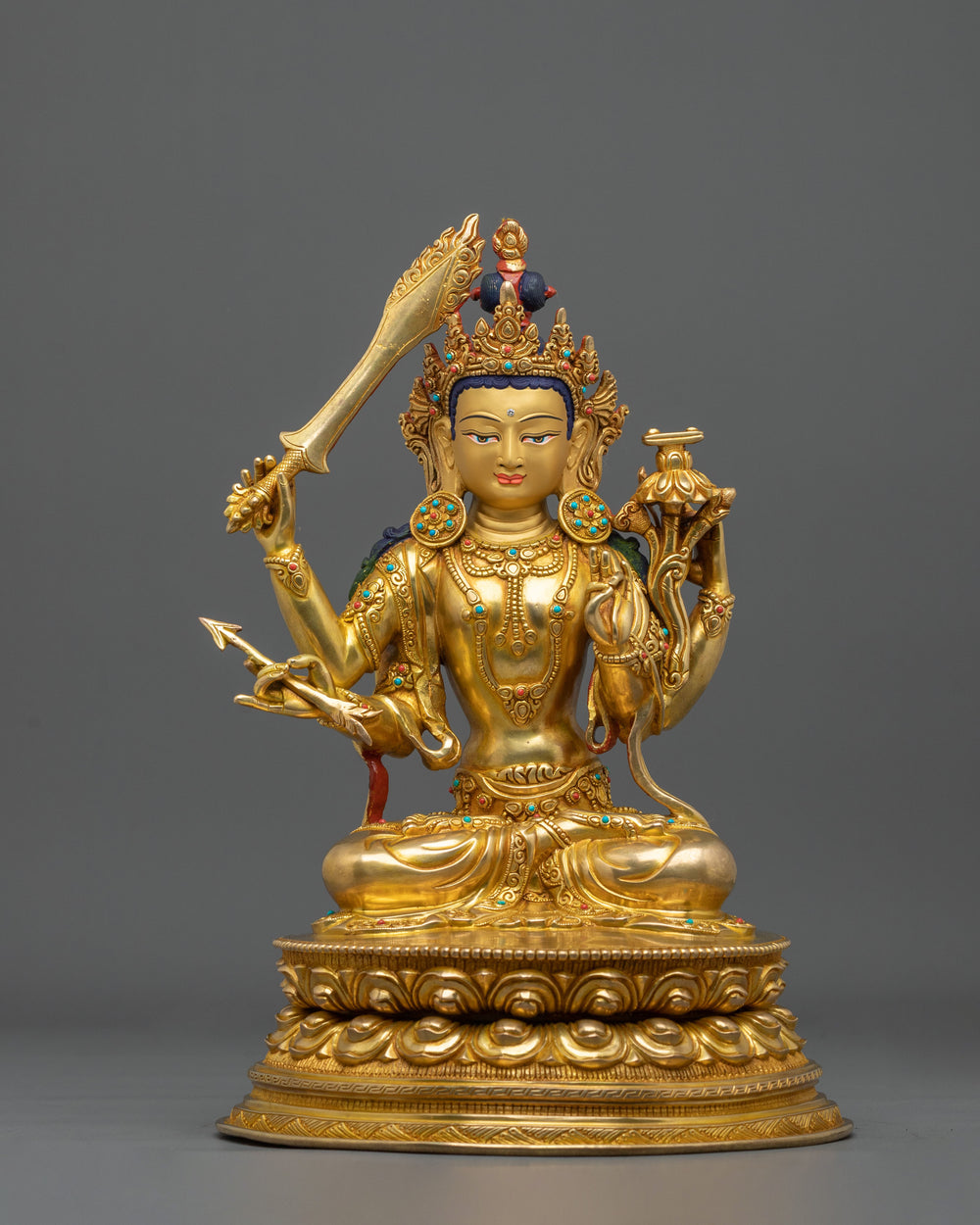 12" Antiqued Manjushri Statue